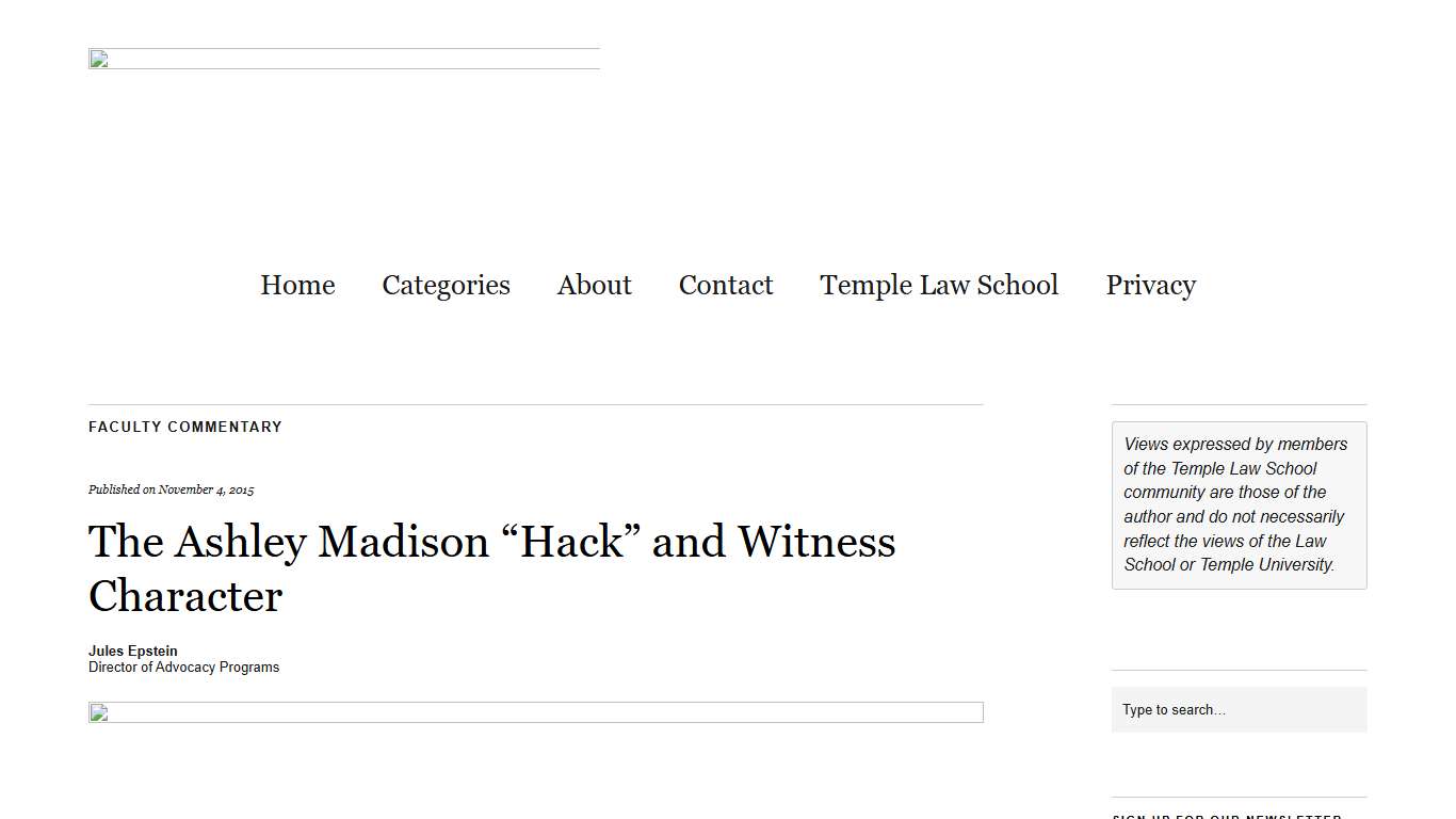 The Ashley Madison “Hack” and Witness Character - Voices at Temple